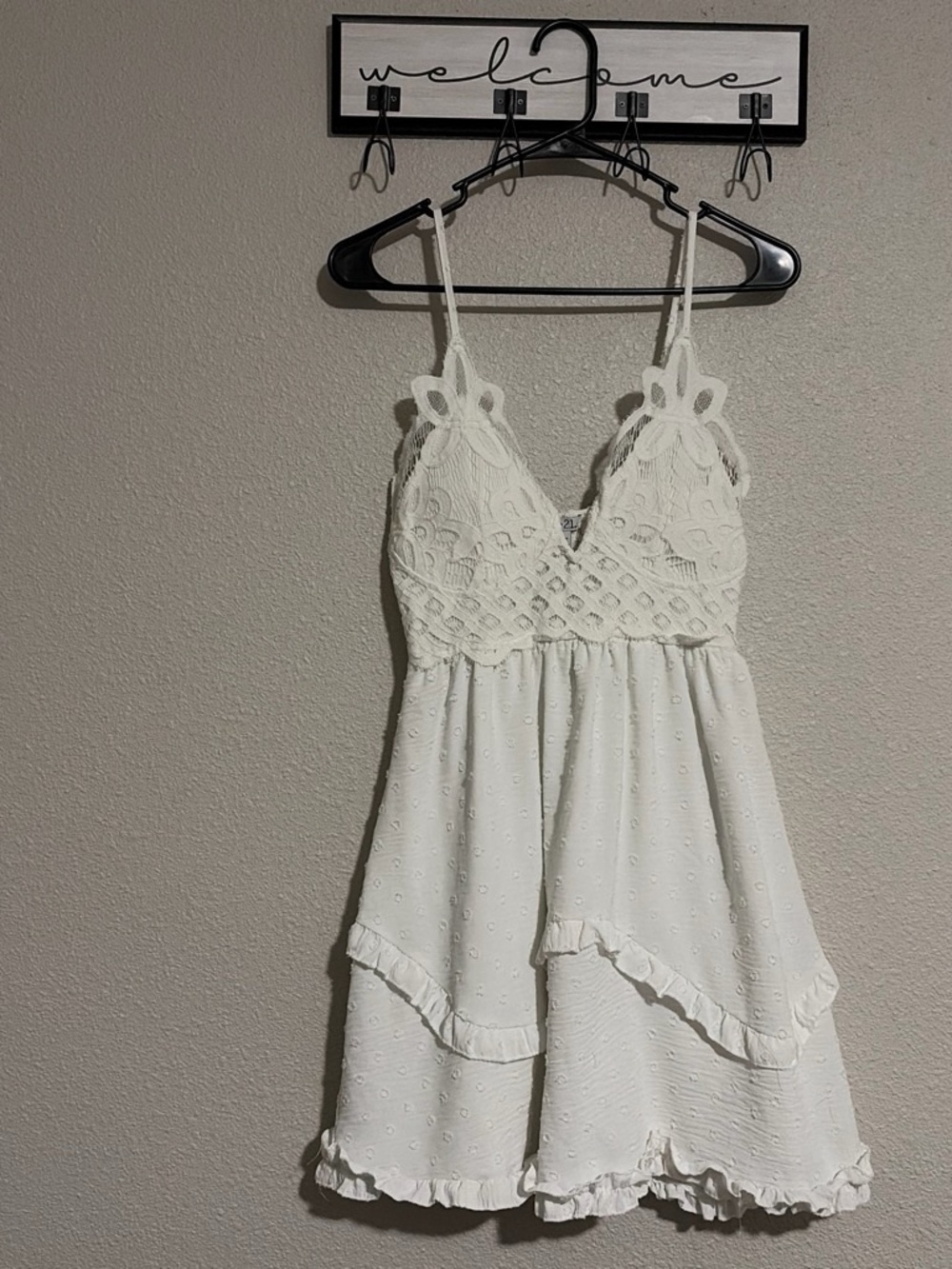 Rue21 White Crochet-Trim Eyelet Mini Dress